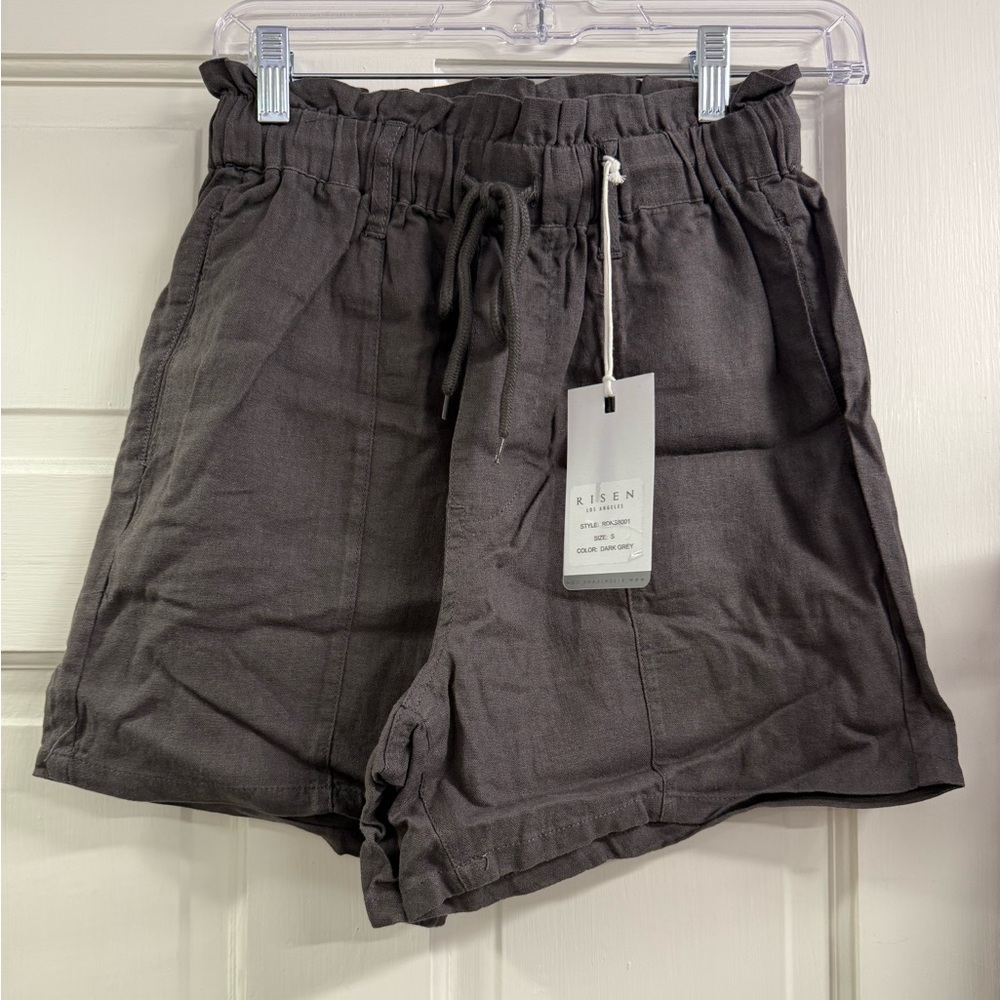 RDNS8001 Risen Dark Grey Linen Pull On Short
